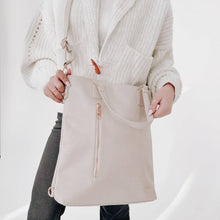 Load image into Gallery viewer, Vegan Leather Backpack & Crossbody Tote Bag: Cream