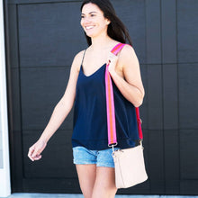 Load image into Gallery viewer, Pink &amp; Coral Stripe Crossbody Bag Strap
