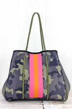 Load image into Gallery viewer, Neoprene Green Camo and Pink Tote Bag