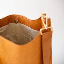 Load image into Gallery viewer, Large Vegan Leather Messenger Bag-Cognac