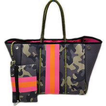 Load image into Gallery viewer, Neoprene Green Camo and Pink Tote Bag