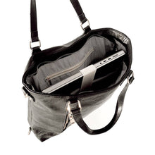 Load image into Gallery viewer, Vegan Leather Backpack &amp; Crossbody Tote Bag: Black
