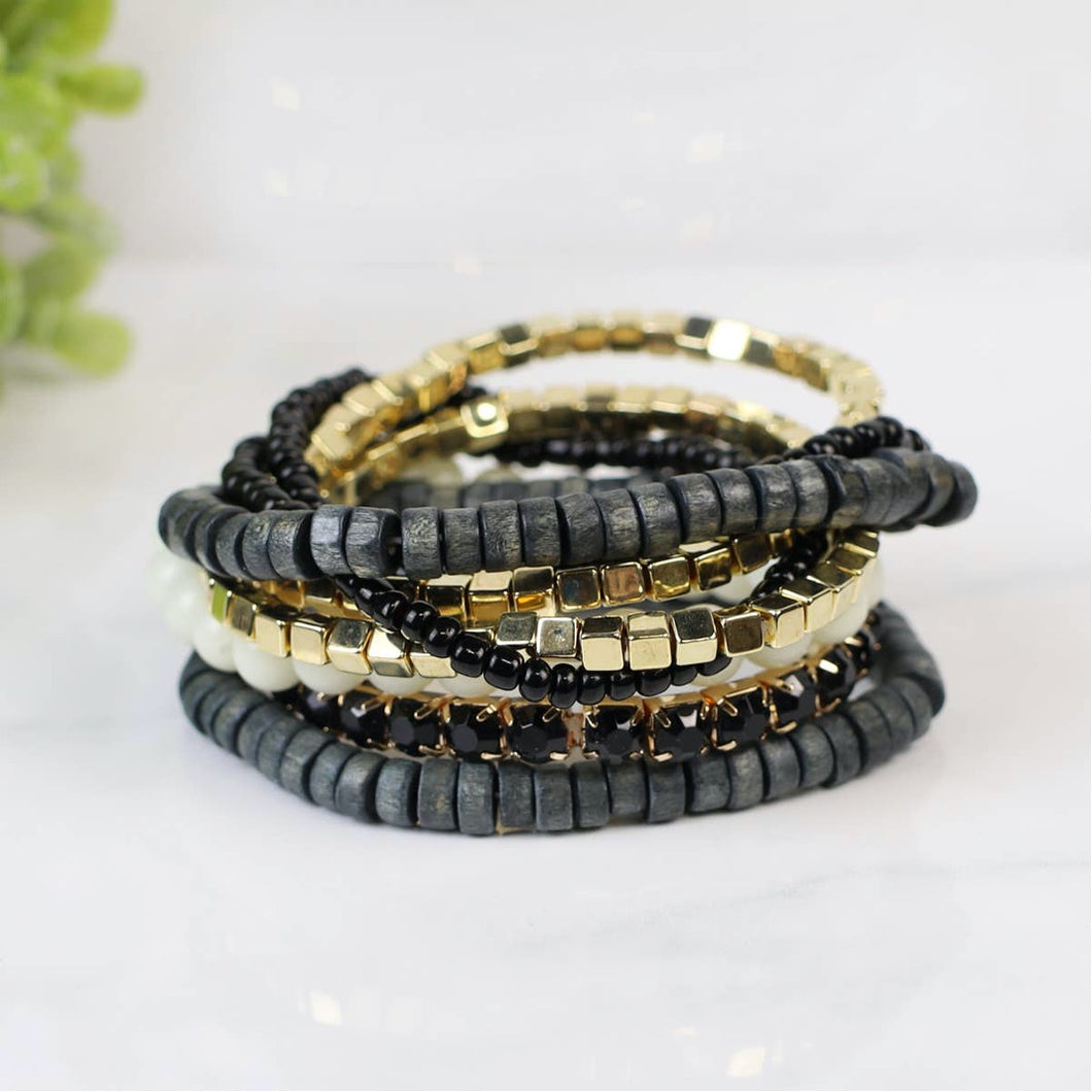 Boho Bracelet Stack - Black