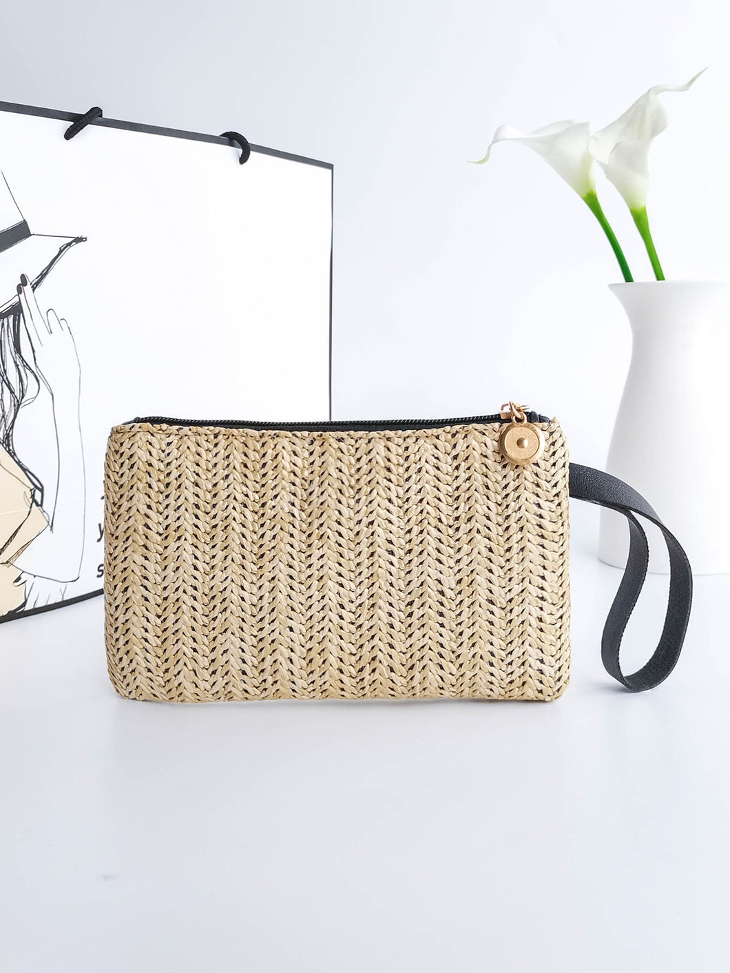 Straw wristlet best sale