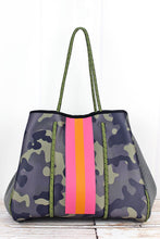 Load image into Gallery viewer, Neoprene Green Camo and Pink Tote Bag
