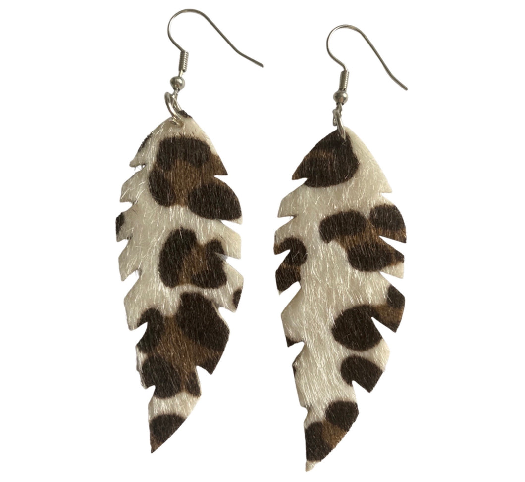 Leopard Fur Leaf Earrings