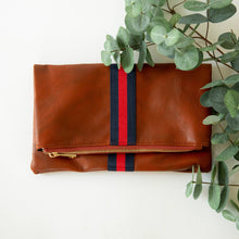 Load image into Gallery viewer, Preppy Stripe Foldover Clutch-Navy/Red Stripe
